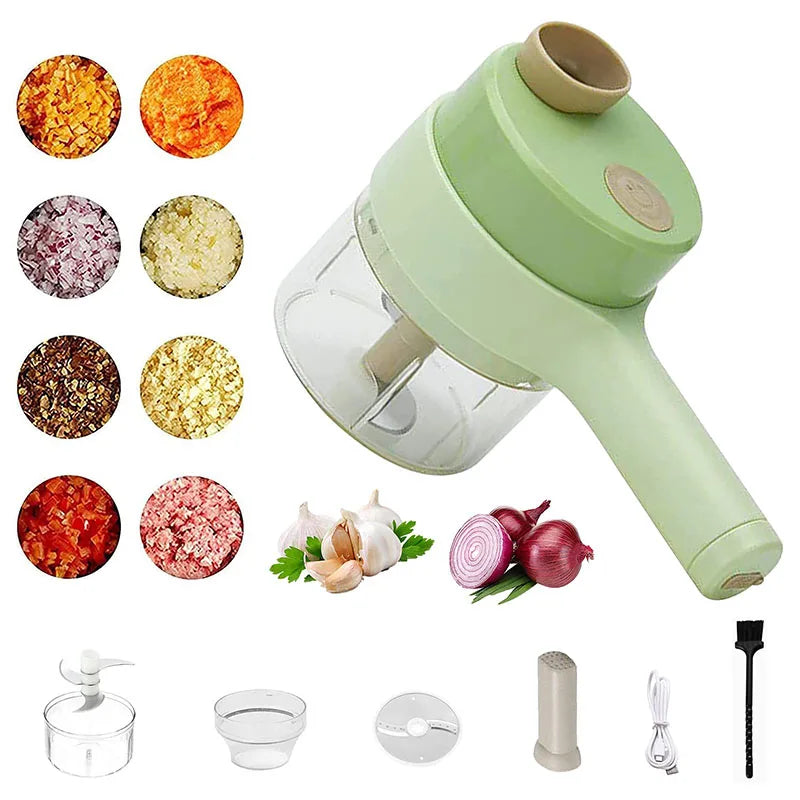 4 in 1 Electric Vegetable Cutter Set - Portable